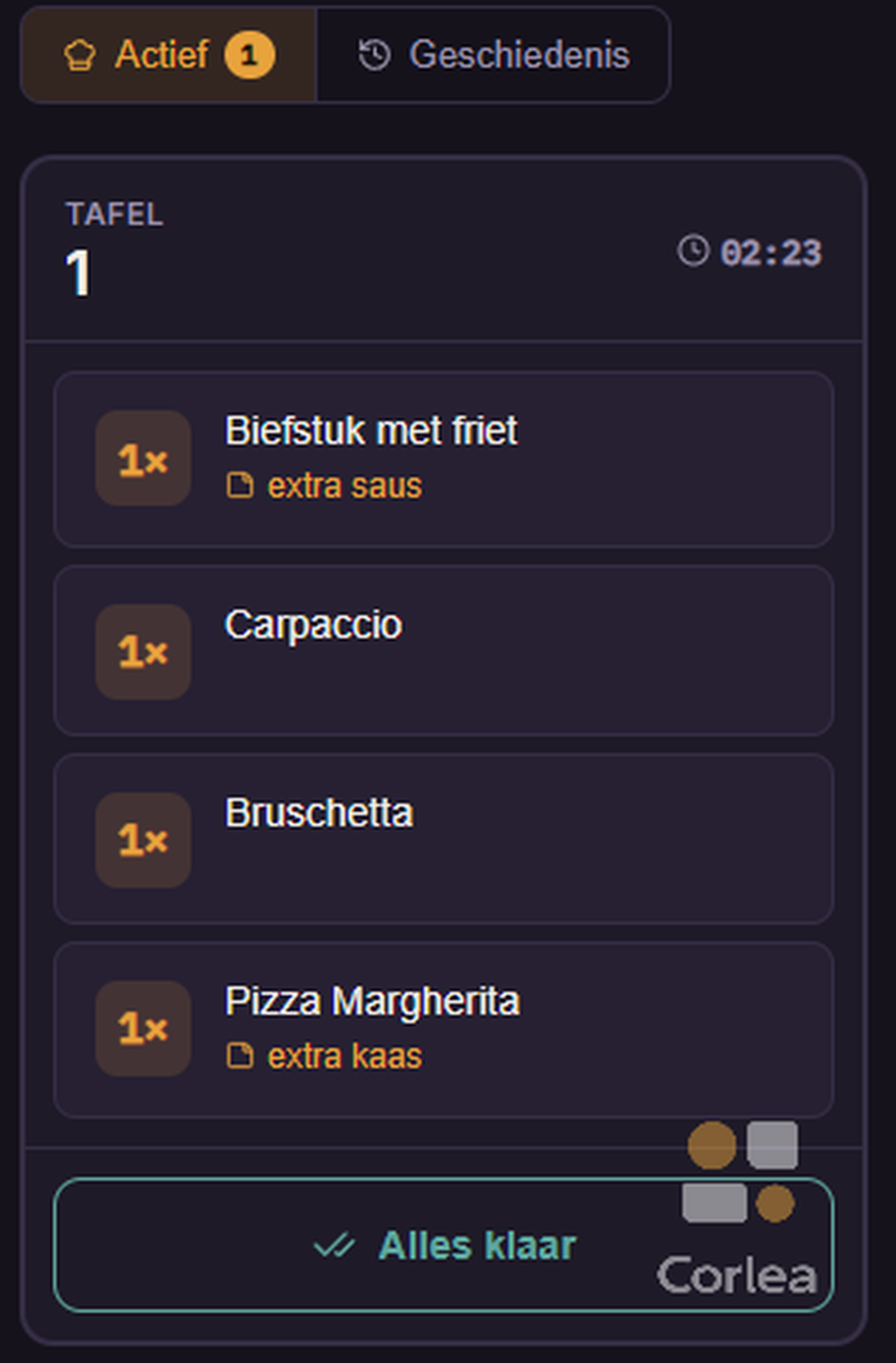 Corlea keuken weergave